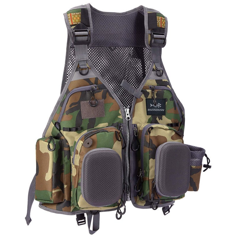 BASSDASH Fly Fishing Vest Multi Pocket Waistcoat Adjustable Size Gifts for Men Women - Image 1
